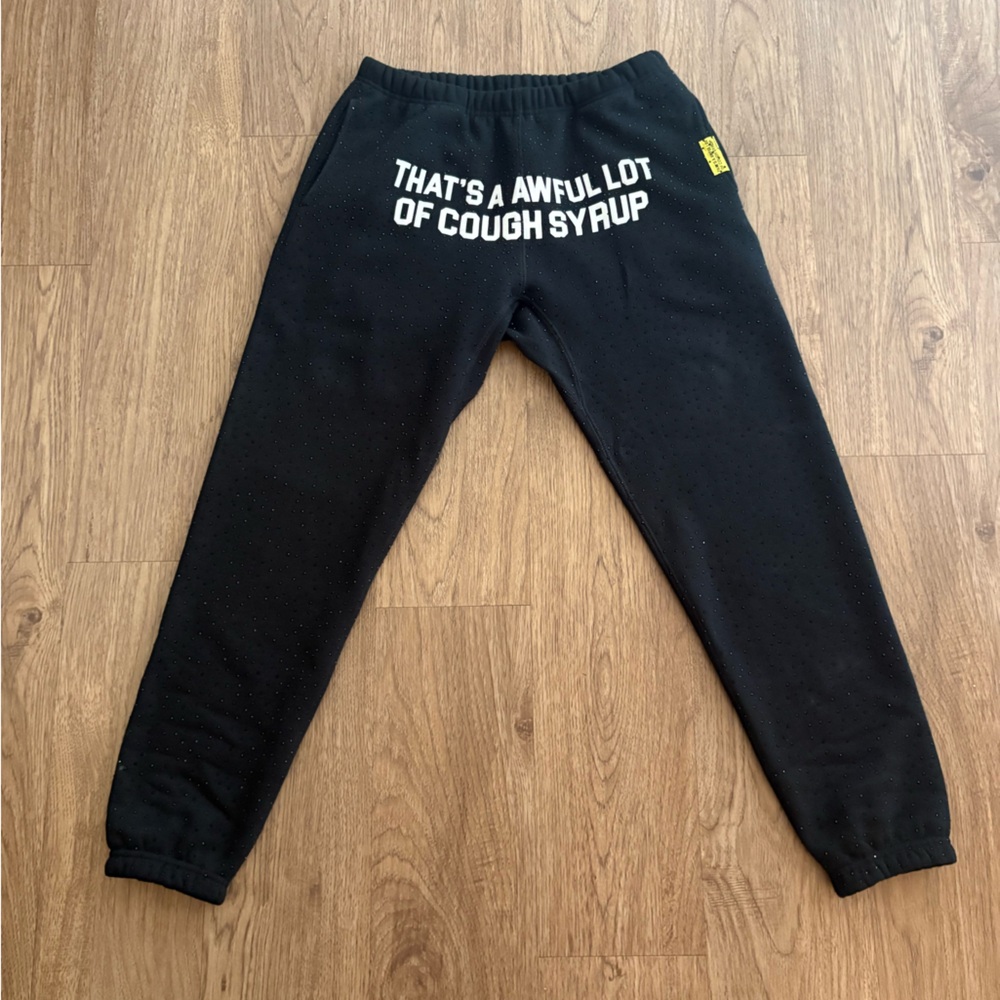 Black Graphic Jogger Sweatpants with Bold White Text